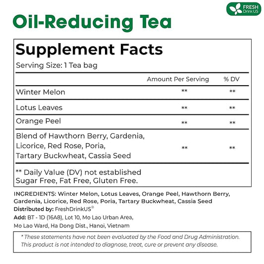 FRESHDRINKUS, 15 Packs of Oil Reducing Tea, Oil Cleansing for Liver, 10 Herbal Ingredients, Traditional Recipe Tea for Liver, 100% Natural, Easy Brewing, Steep Repeatedly (15 Packs)