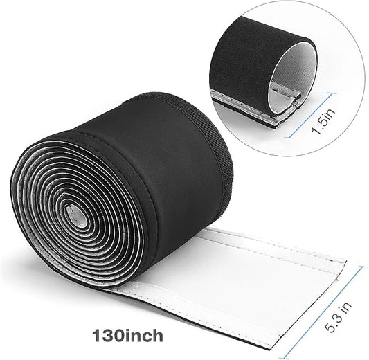 JOTO 2 Pack Cable Management Sleeve, 130" Cord Organizer System with Hook&Loop for TV Computer Office Home Entertainment, Flexible Cable Sleeve Wrap Cover Wire Hider System -Black, 2 Large