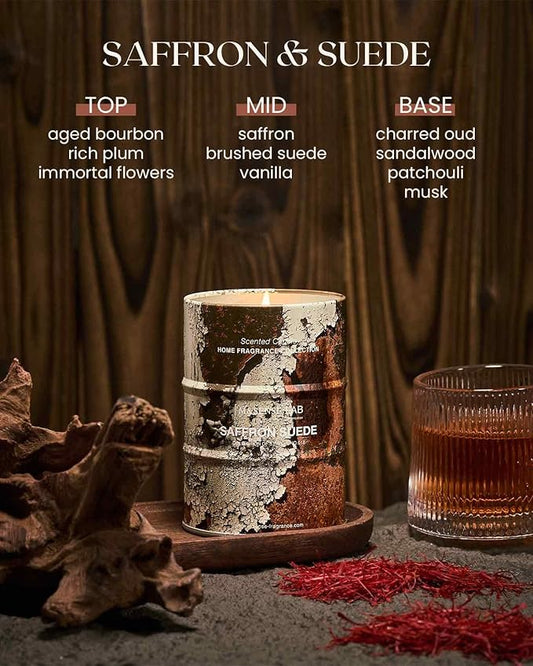 M&SENSE Saffron Suede Scented Candles Natural Non Toxic, Aromatherapy Candle for Stress Relief Meditation Relaxing, Housewarming Gifts for Women Men, 11.3oz 70 Hour Long Burning
