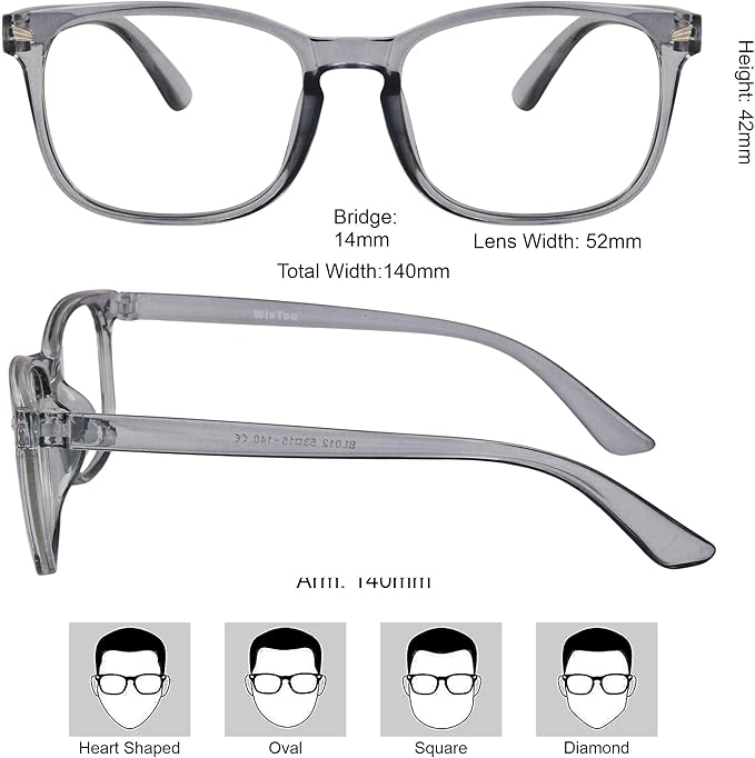 Blue Light Glasses for Woman Men | 99% Blue Light Blocking Glasses | Computer Glassess | Night Driving | Gaming | TV Phone Screen Reader Square Frame | Anti Eyestrain & UV Glare Protection