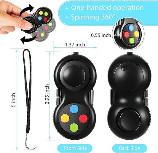 Skylety 2 Pcs Fidget Toys for Adults Fidget Pad Christmas Basket Stuffers Stress Relief Cube Clicker Controller Sensory Educational Toy for ADHD Autism Spinner(Black Style)
