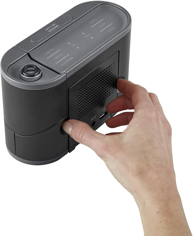 Homedics SoundSleep Recharged Alarm Clock & White Noise Sound Machine, 6-in-1 Projection Alarm Clock and Sleep Sound Machine, 8 Nature Sounds and Indoor Temperature Sensor, Auto-Off Timer