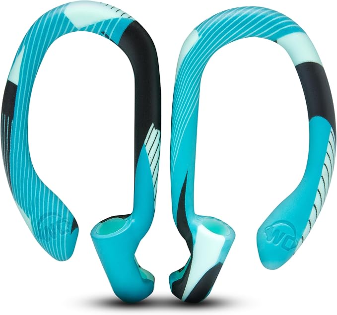 WC HookZ - Patented Upgraded Over Ear Hooks for AirPods Pro 1, 2 & AirPods 1, 2 & 3- Two Size Pairs Included in Package, Unique Left & Right Hook, Made by Wicked Cushions | Cyan Prism