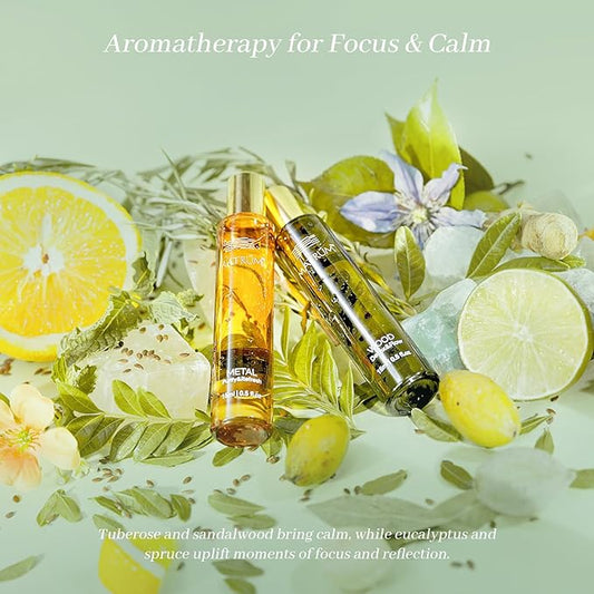 Essential Oil Blend Set – Wood & Metal Element Essential Roller for Balanced Skin & Post-Activity Recovery – Aromatherapy with Peppermint, Tuberose, Squalane – 100% Plant Care for Daily Rituals