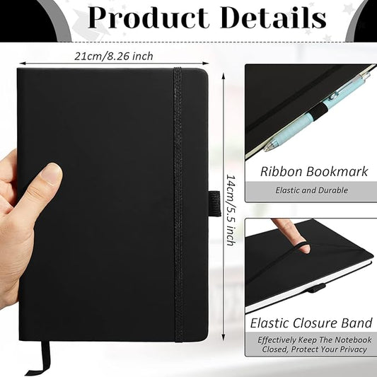 Laumoi 14 Pack Lined Journal Notebooks 5.5 x 8.2 Inch A5 Hardcover Notebook College Ruled Notepad with Pen Holder PU Leather Ruled Lined Journals for School Business Work Writing(Black)