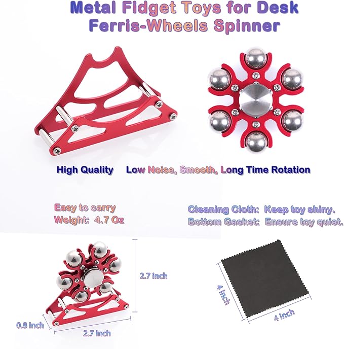 Desk-Fidget-Toys for Ferris-Wheels-Spinner: Metal Kinetic-Spinner 4mins, Cool-Gadgets for Kid Children Teen Adult EDC-Toy, ADHD Tools Cool-Stuff Stress Relief for Office Home School Christmas