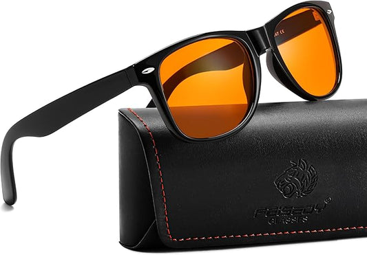 FEISEDY Orange Blue Light Blocking Glasses for Woman Men Amber Lenses Computer Gaming Glasses for Better Sleep