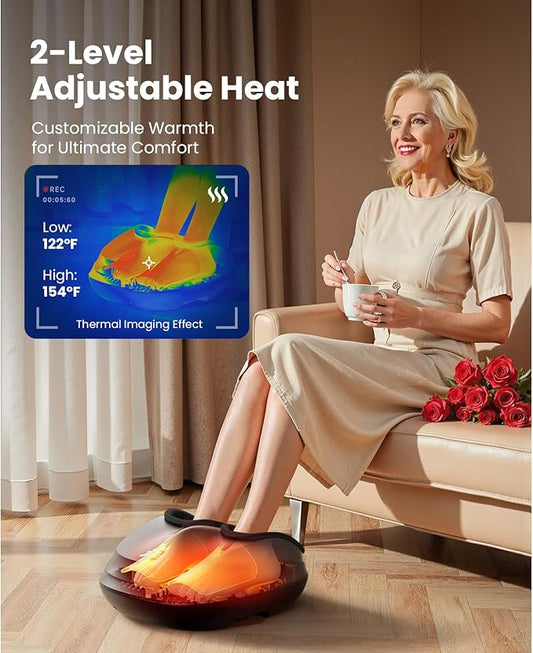 BOB AND BRAD Foot Massager with Heat,Shiatsu Deep Kneading Electric Feet Massager Machine for Plantar Fasciitis, Men Size 12