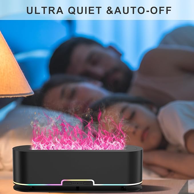 2025 Upgraded Rainbow Flame Fire Diffuser Humidifier, 7 Colors Changing Oil Diffuser, Ultra-Quiet Aroma Essential Oils Aromatherapy Diffusers for Large Room, Bedroom, Office