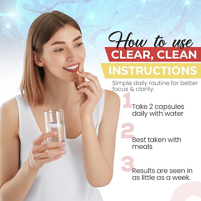 Cognitive Clarity, Focus and Memory Support Supplement for Men and Women - Nootropic 60 Vegan Capsules