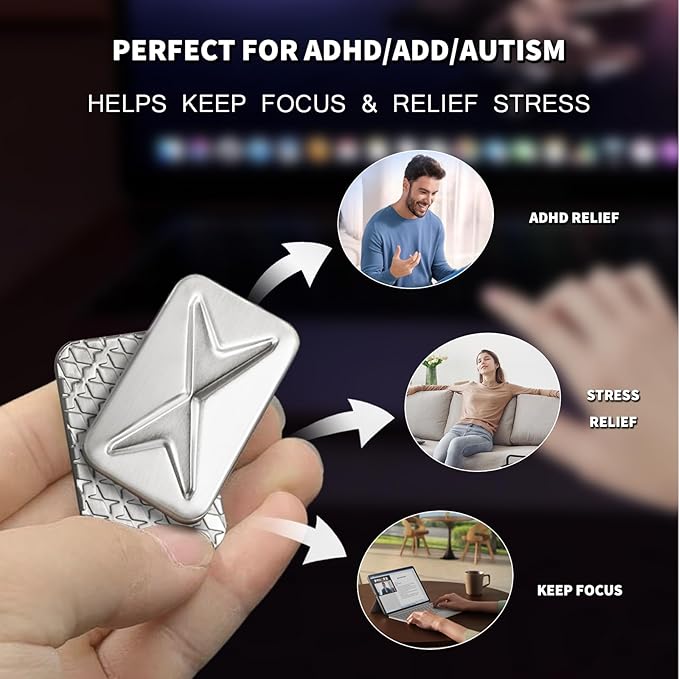 Magnetic Fidget Slider, EDC Fidget Toys for Adults, Home Office Executive Desk Toy Stress Relief Toy, Ideal Gifts for ADHD, ADD & Autism (Silver 2.0)