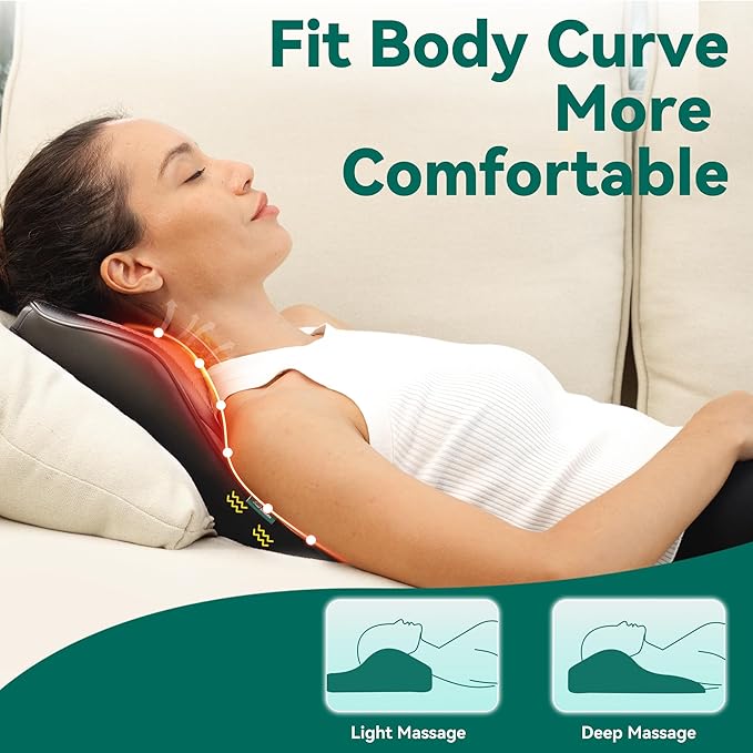 Snailax Back Massager for Back Pain Deep Tissue, Shiatsu Lower Back Neck Massager with Heat, 3D Kneading Massage Pillow for Neck Shoulder