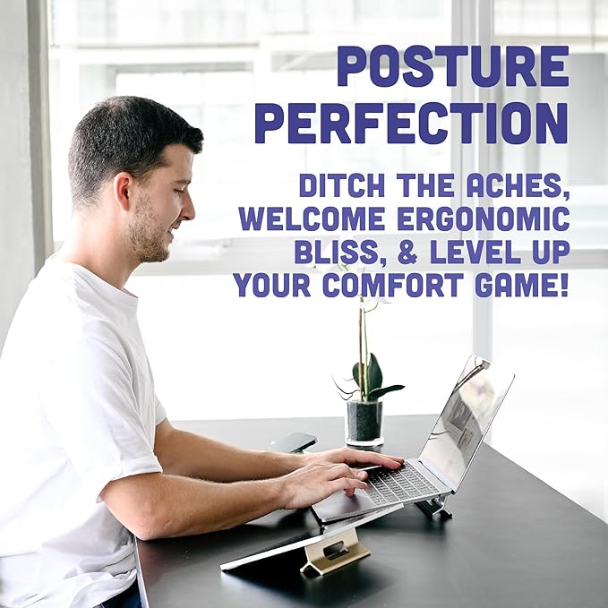 Steepy Adjustable Laptop Stand for Desk - 3 Heights Computer Stand - Laptop Riser with Adjustable Height