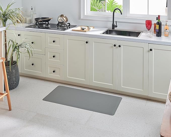 Anti Fatigue Kitchen Rugs Kitchen Mats for Floor,Cushioned Non-Slip Waterproof Ergonomic Comfort Rug Standing Mat for Kitchen,Doing Dishes,Floor,Home,Office,Sink,Laundry,Grey,17.3"x39"