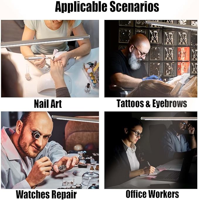 Desk Light with Clamp, USB LED 8W Clip Nail Desk Lamp Eye Care Flexible Gooseneck 360° Clamp Light for Manicure Reading Eyebrow Office Tattoo