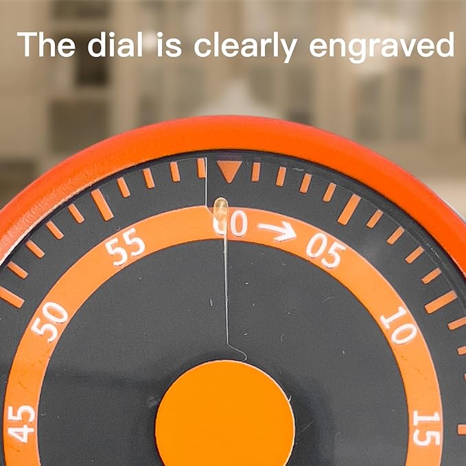 Kitchen Timer for Cooking, 2 PCS 60 Minute Visual Timer with Magnetic Base Mechanical Desk Timer for Home Kitchen Cooking Classroom Study Office Desk Use(Orange)