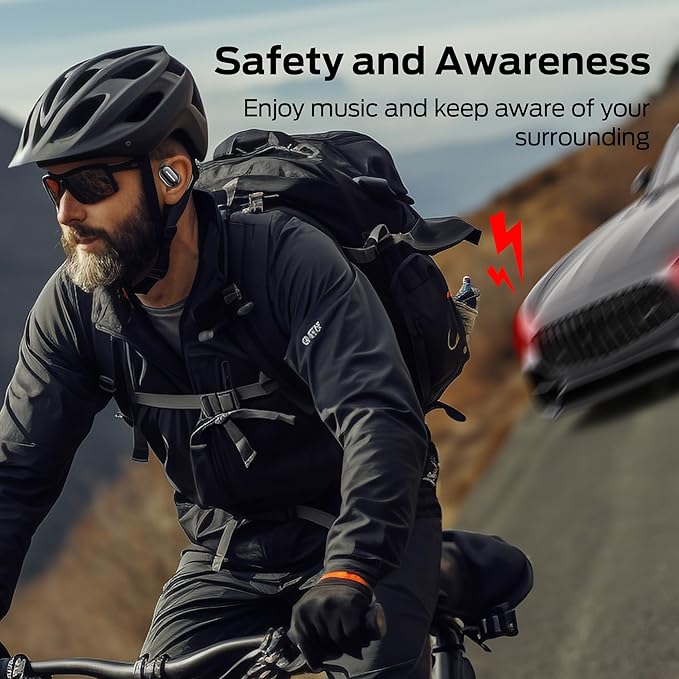 Monster Open Free AC100 Open Ear Headphones, Bluetooth 5.3 Wireless Headphones, Immersive Stereo Sound by Dual Large Driver, Clear Talk, 30H Playtime, Waterproof Earbuds for Running, Black