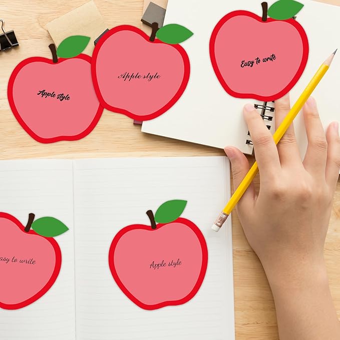 12 Pieces Apple Sticky Notes Cute Fruit Apple Sticky Notes Self-Adhesive Cartoon Fruit Sticky Note Pads Sticky for School Office Home Supplies Students Teachers Gifts