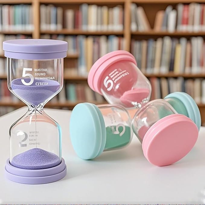 8 PCS 5 Minute Hourglass Timer, Plastic Colorful Hourglass Timer, Small Sand Clock Time for Office Kitchen Decorations
