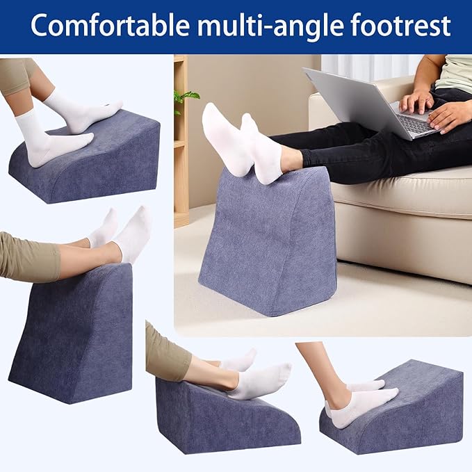 Foot Rest for Under Desk at Work Ergonomic Under Desk Footrest,Support Foot Pillow Double-Sided Footstool, for Office, Home & Gaming Leg Elevation Pillow Blue
