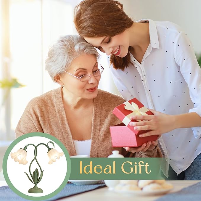 Cute Flower Table Lamp, Large Vintage Bedside Flower Lamp, 3 Colors Temperature Flower Lamp for Bedroom Living Room Bedside Reading Lighting Table Desk Lamps Home Decoration (Green)