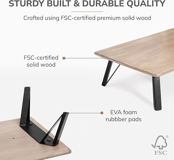 Anji Mountain Monitor Stand - Desktop Organizer & Laptop Riser, Ergonomic Monitor Riser, Space-Saving Monitor Stand for Desk, Durable Construction, Easy Assembly, Ideal for Home & Office,Biscotti