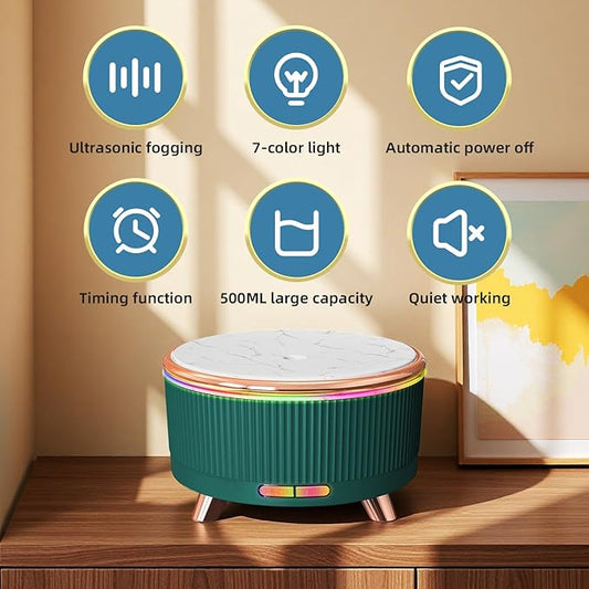 500ML Essential Oil Diffuser: Ultrasonic Aroma Diffuser with Remote Control for Spa Hotel Yoga Room - Humidifier for Bedroom with 7-Color Night Lights & Auto Shut-Off for Nursery/Women Home Relaxation
