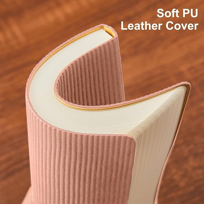 Lined Journal Notebook for Work College Ruled Note Book 5.79"x8.27" A5 PU Leather Daily Journaling 216 Pages for Women Men Writing Home School Supplies Business (A5 Lined 216pages, 05-Pink)