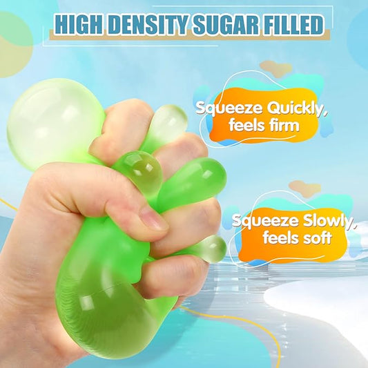 Stress Cube Squishy Fidget Toy: 4 Pack 2.2" Square Ice Cube High Density Gel Filled, Quiet Fidget for Classroom, Sensory Anxiety Relief Item for Kids Adults, Malt Sugar Calming Stress Balls