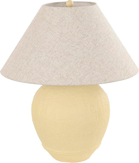 Pia Ricco 21'' Large Cream Base Ceramic Basin Table Lamp for Bedroom, Living Room, Dining Room, Office, Beige Shade