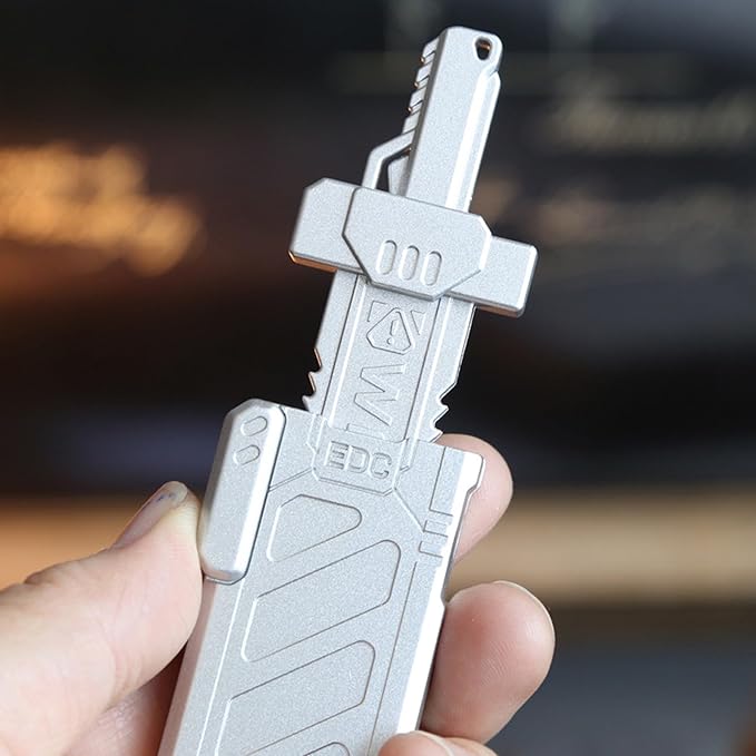 Sky-Breaker Sword Fidget Slider, Metal Fidget Sword EDC Fidget Toys for Adults, Portable Stress Relief Toy for Keep Focus & Anxiety Relief, ADHD Tools Gadgets for Men (Frosted Silver)