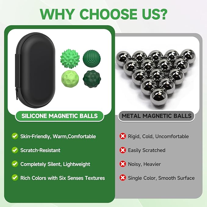 Magnetic Balls Fidget Toy Adults - 8pcs Sensory Attraction Stress Balls with Silicone Shell for Adults to Calm Restless Hands Anxious Mind, Office Desk Stress Magnetic Fidget Balls for Anxiety Relief