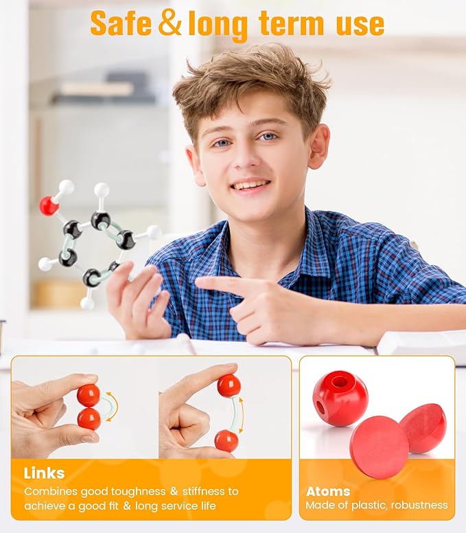Organic Chemistry Model Kit-240 PCS,Portable Molecular Model Kit for Chemistry Classes,Atomic Element Model Set for Organic&Inorganic Learning,Supply to Students & Teachers