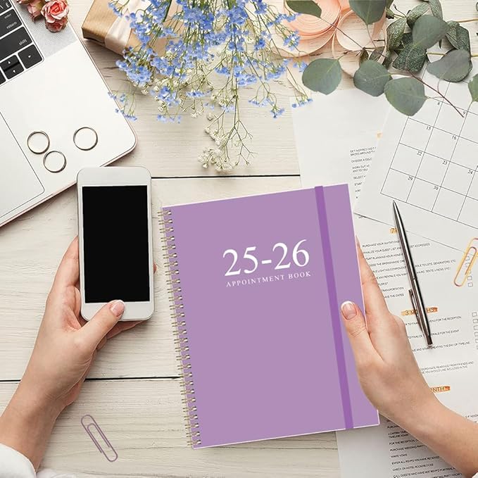 2025-2026 Appointment Book & Planner - 8.5" x 11" Daily Hourly Planner 2025-2026 from July 2025 - June 2026, Weekly Appointment Book with 30-Minute Interval, Purple