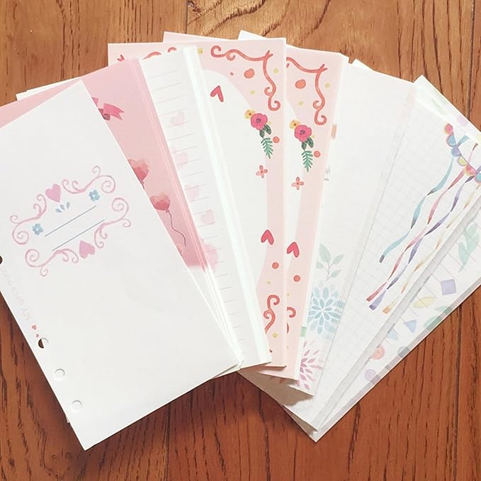 TopHomer 101 Sheets A7 Lined Refill Paper Wide Ruled Paper, 6 Hole Punch, Loose Leaf Notebook Paper for 6 Ring Binders Planner Inserts Notebook Journal