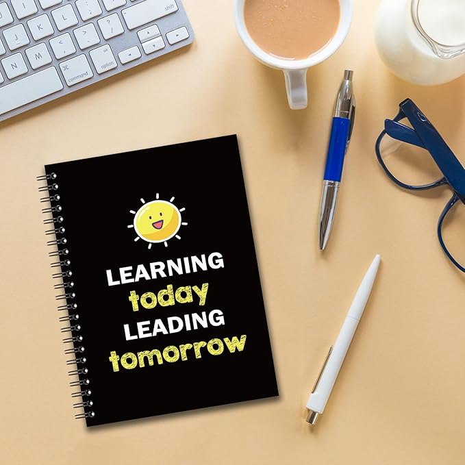 YAZMEEN Inspirational Blank Spiral Notebook(160 Pages) Learning Today Leading Tomorrow Hardcover Sketchbook Encouragement Notebook Journal Funny Birthday Gift for Employee Coworker Friend Office Work