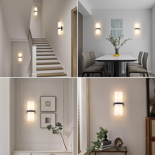 Black LED Wall Sconce Set of 2 Indoor Hardwired Up and Down Wall Lights for Living Room Bedroom Hallway Corridor Warm White 3000K (Without G9 Bulbs)
