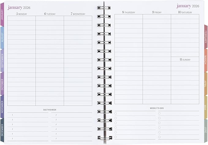 Inspired by Erin Condren 12-Month A5 Academic Planner (Jul 2025 - Jun 2026), Compact Weekly and Monthly School Agenda and Tracker, 70 Lb. Text Weight Paper, Balance Covers, Wire-O Spiral Binding