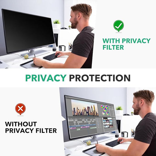 32 inch Computer Privacy Screen Filter for 16:9 Aspect Ratio Widescreen Monitor,32in Curved Computer Monitor Privacy Shield Anti Glare Blue Light Eye Protection, Anti-Scratch Removable Protector Film