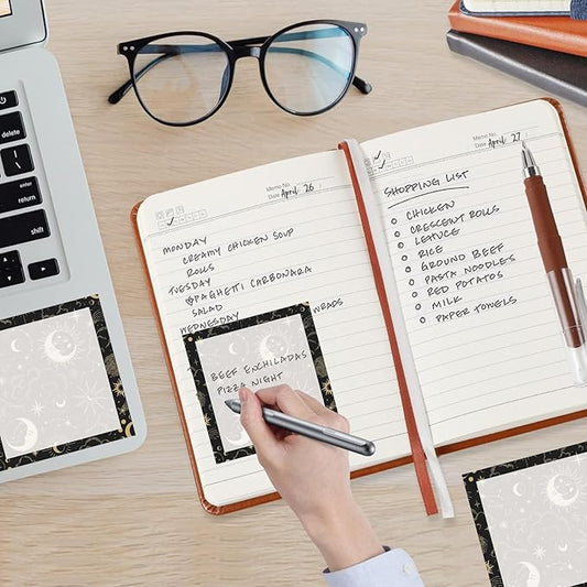 Sticky Notes, 2 Pads, 3x3 inches, Cute Colorful Fun Self-Stick Note Pads, Easy Post, Strong Adhesive Notepad Celestial Moons Stars