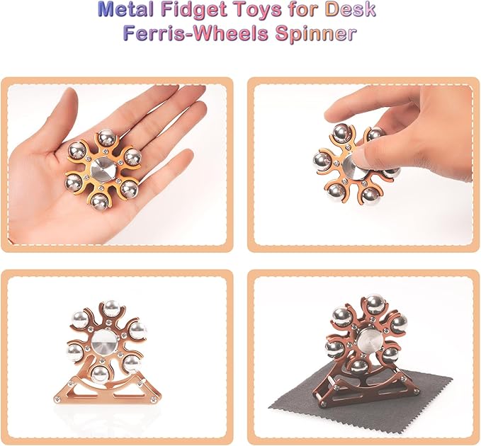Desk-Fidget-Toys for Ferris-Wheels-Spinner: 4mins Kinetic-Metal-Spinner, Cool-Gadgets-Stuff for Kid Children Teen Adult EDC-Toy, ADHD Tools Stress Relief for Office Home School Men Woman Christmas