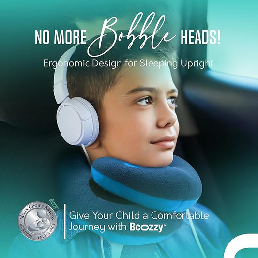 BCOZZY Kids Travel Neck Pillow (8-12 Y/O)– Patented Soft Child Pillow for Head & Chin Support in Car, Airplane, and Road Trip Sleeping. Adjustable Size. Carry Bag. Fully Washable. Medium, Light Purple