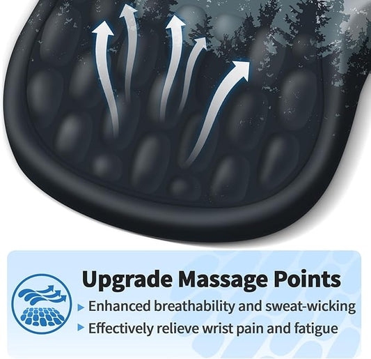 Ergonomic Mouse Pad with Wrist Rest Support, Mousepad with Comfortable Memory Foam Wrist Rest and Non-Slip PU Base for Pain Relief, Computer, Laptop, Office, Home (Forest-2)