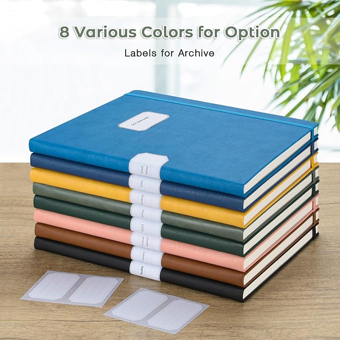 Lined Journal Notebook, 8.5" x 11" Hardcover Leather Notebook for Work, Wide Ruled Notebook Journal for Women Men, 192 Thick Paper, Lay Flat, 2 Pockets, A4 Large Journals for Writing, Green Journal