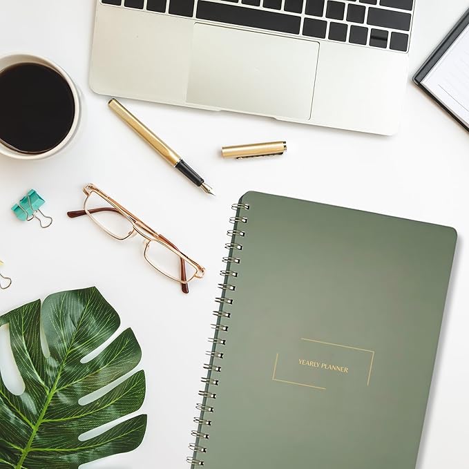 | Ultimate Yearly, Daily, Weekly, Monthly Planner | 8.25" x 11.75" | To Do List Notebook for Work | Simple Design | Multiple Layouts | Academic Planner and Organizer Notebook (Pink, Yearly Planner - Portrait)