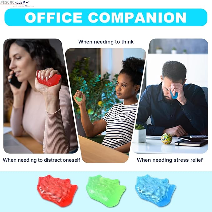 Ergonomic Stress Balls for Adults, Hand Therapy Balls for Arthritis Relief - Set of 3, 30/50/80 lbs, TPR Material, Perfect Palm Fit, Durable & Easy to Clean