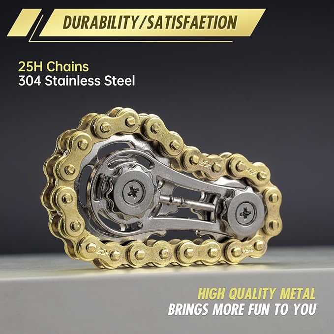 Fidget Spinners Toys for Adults Metal Figette Bike Chain Pain Stim Fidgets Toy for Teens ADHD Cool Gadgets Desk Offices Gift Anxiety Relief Items Stress Tool Sensory Spiky Toy for Autism 3pcs