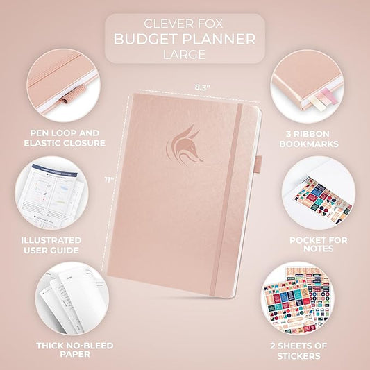 Clever Fox Budget Planner Large – Expense Tracker Notebook. Monthly Budgeting & Bill Organizer, Finance Logbook & Accounts Book, A4 (Rose Gold)