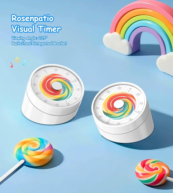 Visual Classroom Timer for Kids - Desk 60 Minutes Countdown Timers for Teachers and Students, Non-Ticking Homeschool Study Supply Time Cognition Tool for Toddler, Easy Rotating and Reading