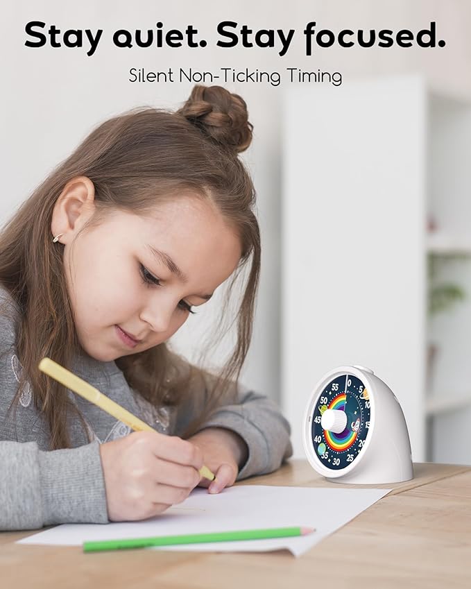 BellMan Visual Timer with Pause Button, 60 Minute Countdown Rainbow Timer for Kids and Adults with Silent Operation, Study and Meetings Time Management Tool, Design for Home, Office and Gift, Blue